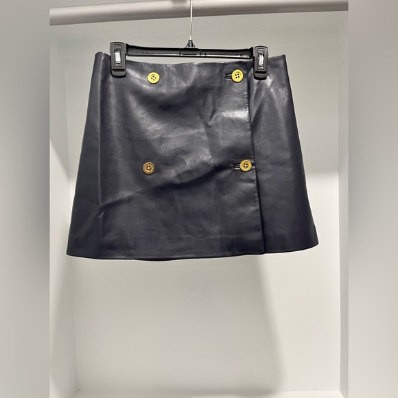 J. Crew Mini wrap skirt in navy blue faux patent leather women’s Size 4 NWT - Picture 5 of 12